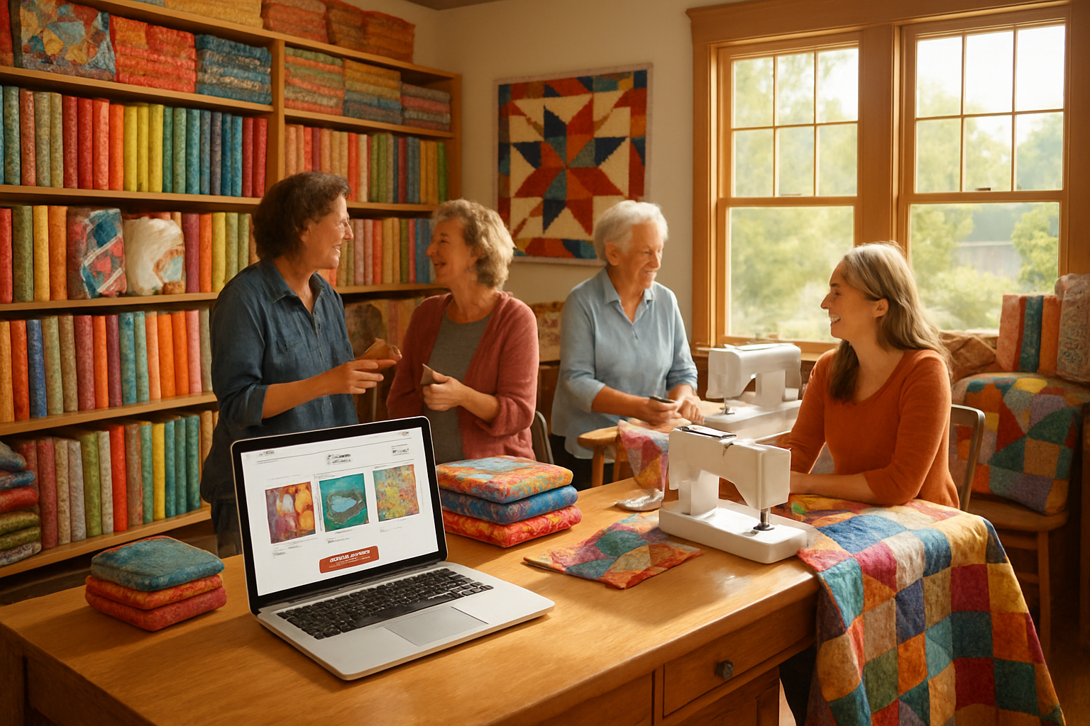 quilters in quilt shop