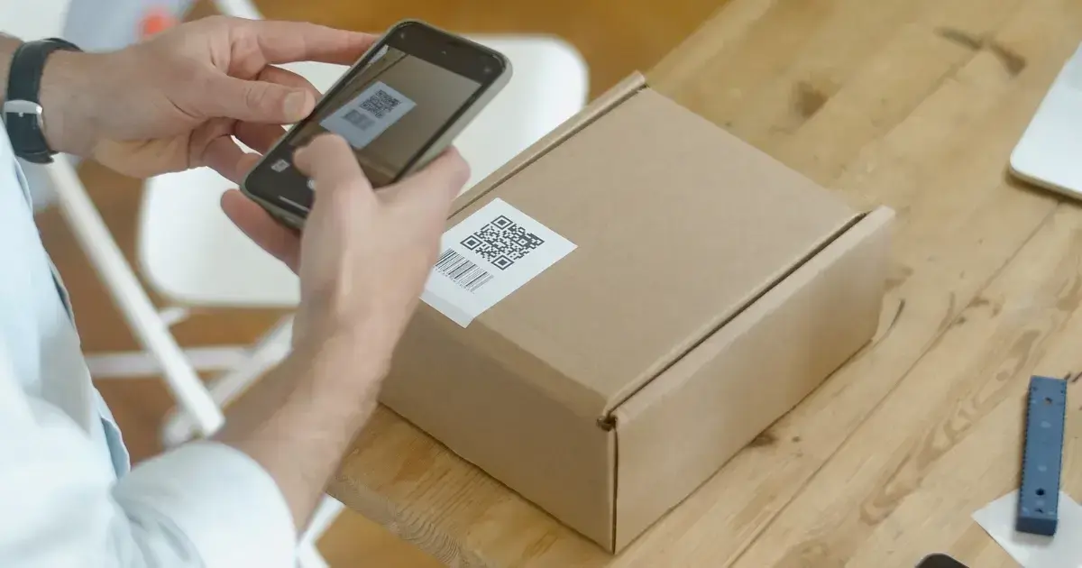 barcode sticker on package